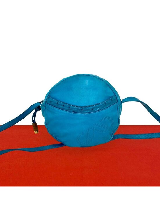 Loewe Handbags - Loewe Anagram Logo Nappa Leather Mini Shoulder Bag Pochette Turquoise Blue